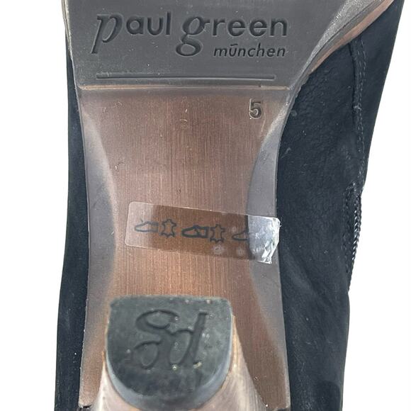 Paul Green Black Heeled Ankle Boot Sz 7.5 Leather Vintaged Finish Padded footbed - Picture 10 of 14